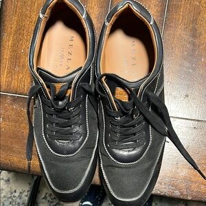Mezlan Black Sneakers with Suede Finish and Leather Trim